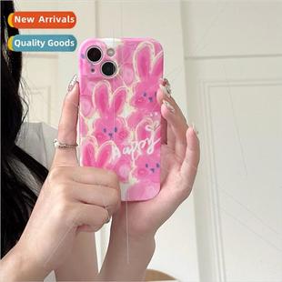 Pink Bunny 14ProMax Full Womens Graffiti Niche iPhone Screen