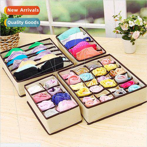 Pure Color Underwear Storage Box Set of 4 Socks Storage Box
