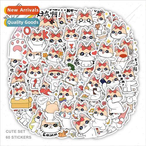60 new cute cartoon cat crow stickers decorative handbook st