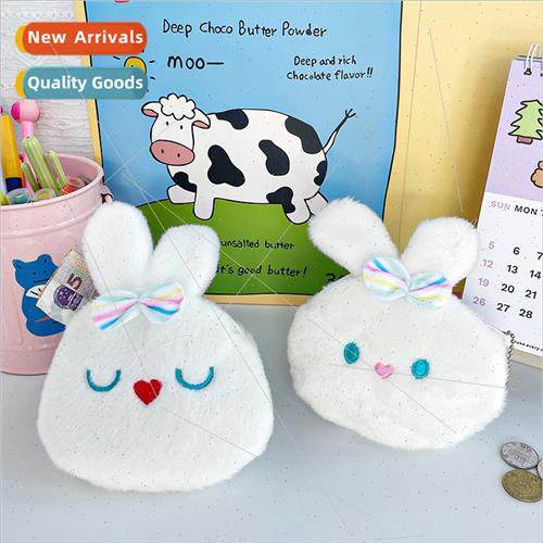 Koreas new cute bow bunny plush coin purse coin pouch lipsti
