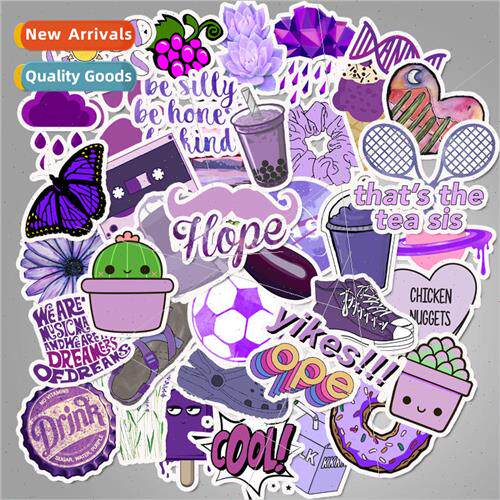 50 cartoon small fresh purple luggage stickers waterproof gr