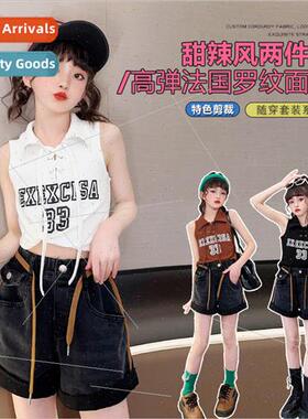 Childrens clothing childrens suit summer new girls sleeveles