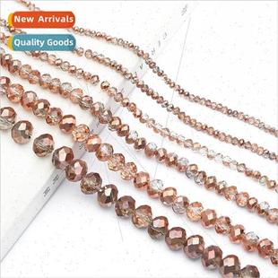 glass flat half beads wheel crystal color copper red 10mm
