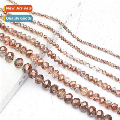 2-10mm half red copper color glass crystal wheel beads flat