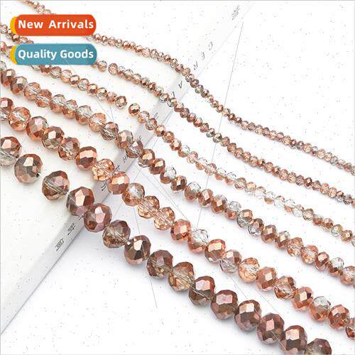 2-10mm half red copper color glass crystal wheel beads flat