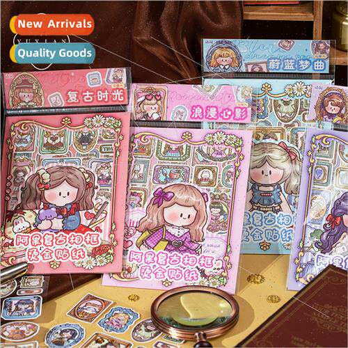 Ago retro photo frame hot stamping stickers cute cartoon cha