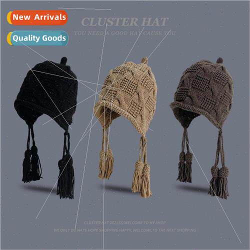 Japanese cute cute strap ball knit ear protection cap female