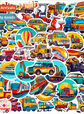 50 cartoon transportation stickers childrens toys cognitive