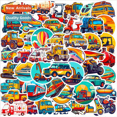 50 cartoon transportation stickers childrens toys cognitive