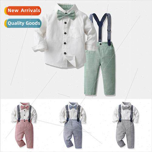 Korean  of the childrens back tie knot suit solid color long