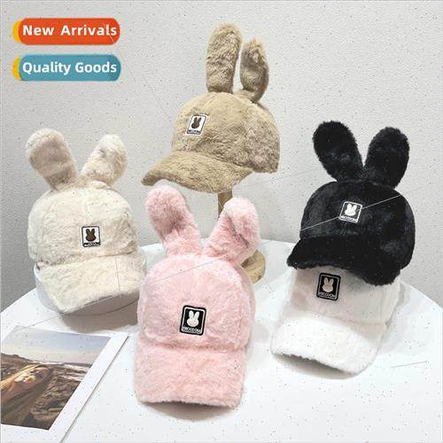 New cute rabbit ears plush baseball cap female winter sweet
