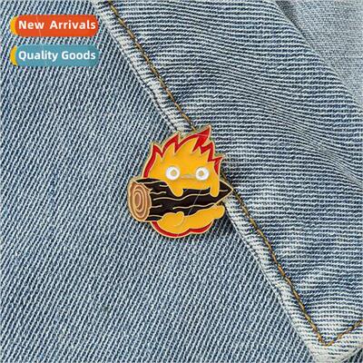 Calcifer enamel pin cartoon fire elf Japanese game anime bro