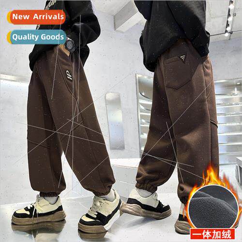 Boys pants fall and winter paragraph padded thickened sweat