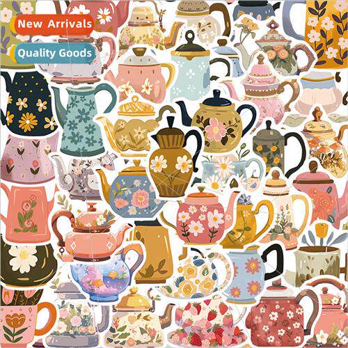 50 cartoon flowers teapot stickers diy cell phone case handb