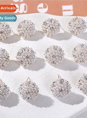 ght luxury fashion rhinestone pearl alloy earrings diy handm