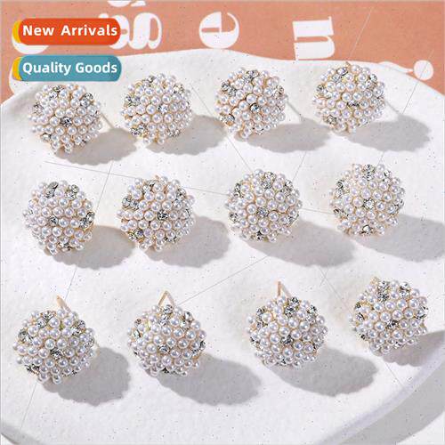 ght luxury fashion rhinestone pearl alloy earrings diy handm