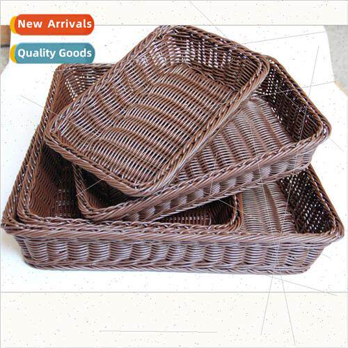 Plastic Woven Imitation Rattan Basket Rectangular Bread and