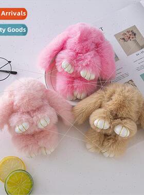 Car keychain female cute Korean creative plush doll ins rabb