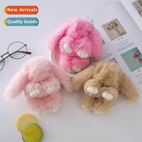 Car keychain female cute Korean creative plush doll ins rabb