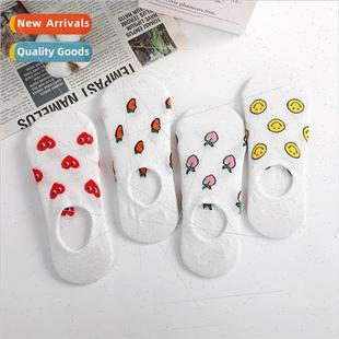 socks female round fruit top boat low Cartoon casual