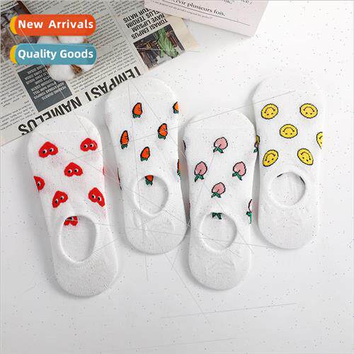 Cartoon fruit boat socks female casual low-top socks round m