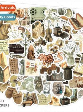 60 new cartoon retro small fresh ins graffiti stickers noteb