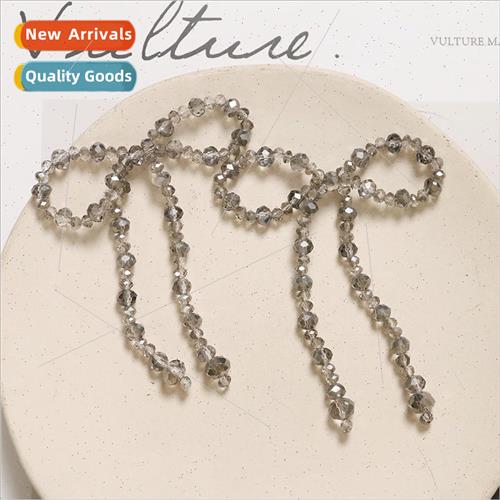 Korea cold wind soot crystal bow diy handmade weaving beaded