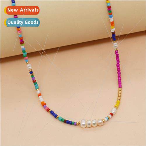Bohemian Style Collarbone Chain Mixed Color Beige Beads with