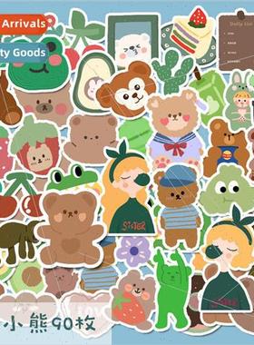 Korea ins cute cartoon bear fresh girl heart stickers handbo