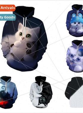 New Cat Series 3D Print Couple Casual Hoodie Hoodie Sweatshi