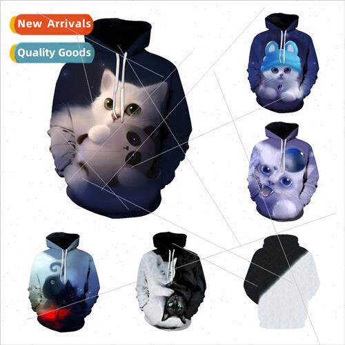 New Cat Series 3D Print Couple Casual Hoodie Hoodie Sweatshi
