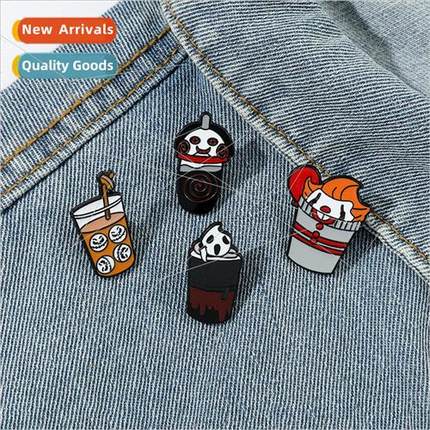 New cartoon creative personality Halloween pin chainsaw scar