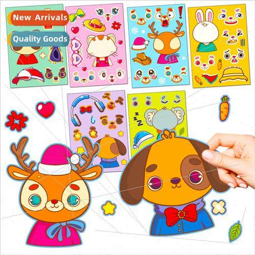 6pcs/pack cute little animals change face stickers new child