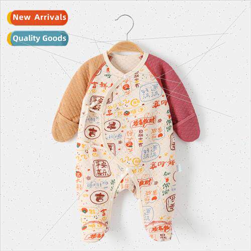 Baby onesie hand wrapped feet clip cotton warm winter newbor