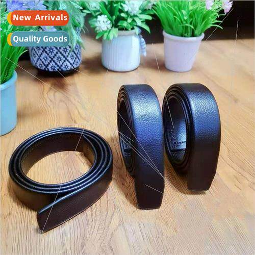 Mens microfiber belt strip 3.5cm Korean lychee grain automat