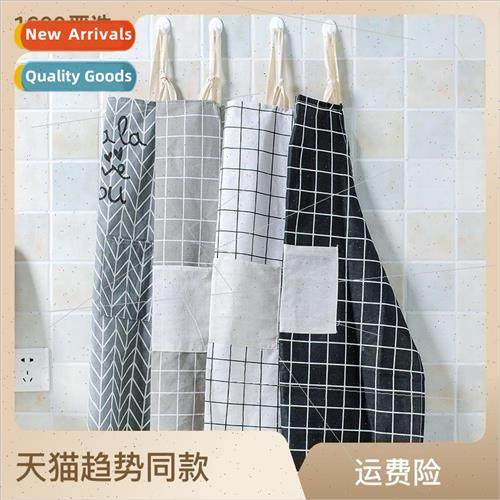 Kitchen cotton linen apron oil-proof thickened waist cooking