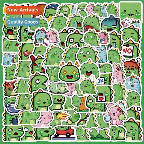 100 small dinosaur stickers cartoon cute green animal handbo