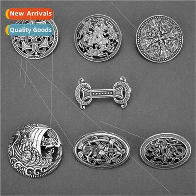 Scandinavian Viking Vintage Metal Shield Hollowed Out Flower