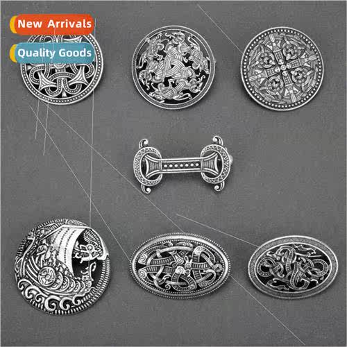 Scandinavian Viking Vintage Metal Shield Hollowed Out Flower