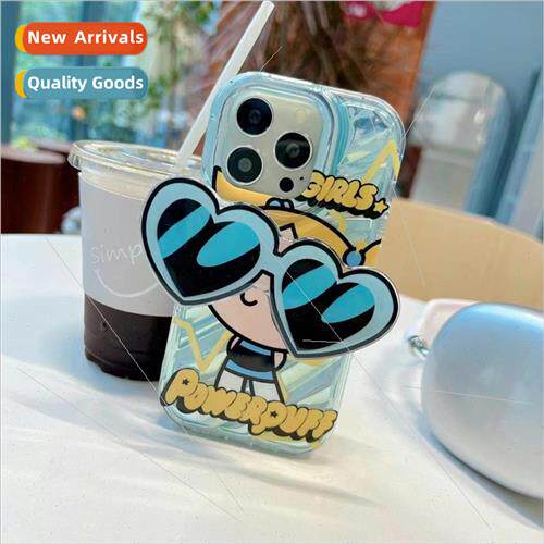 Cartoon sunglasses little girl 适用 iPhone 13 stand 14ProMax