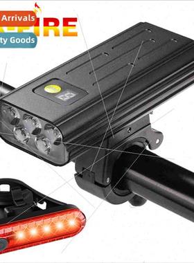 5 ghts Display Bike Headlight USB Rechargeable T6 Beads Outd