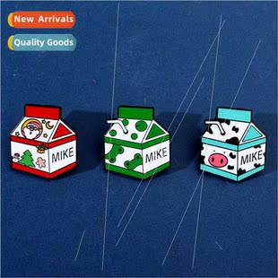 Carton Milk Brooch Frog Claus Cute Santa Cartoon