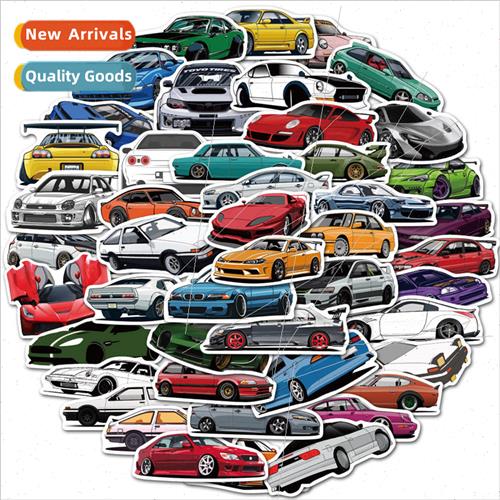 50 cartoon JDM car stickers can be decorated luggage trolley