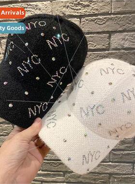 NYC rhinestone plush light mature baseball cap female fall a