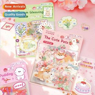 PET Sticker Set Cozy Hourly Series Cute Cartoon Animals Hand