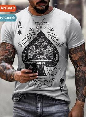 2021 Spring/Summer New Poker Heart A Skull 3D Printed Mens T
