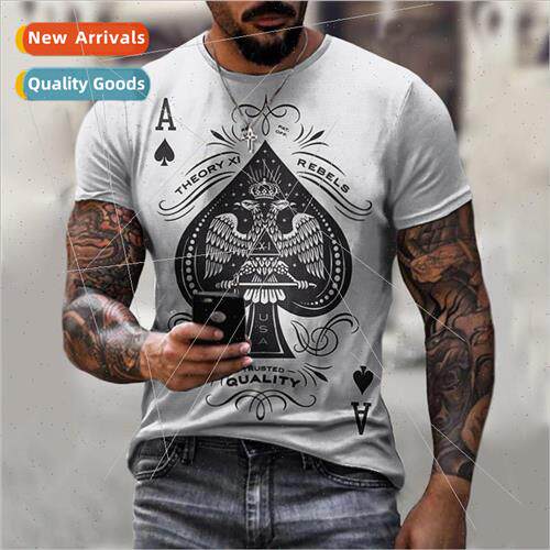 2021 Spring/Summer New Poker Heart A Skull 3D Printed Mens T