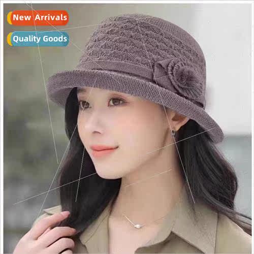 Autumn and winter knitted pot hat female middle-aged elegant