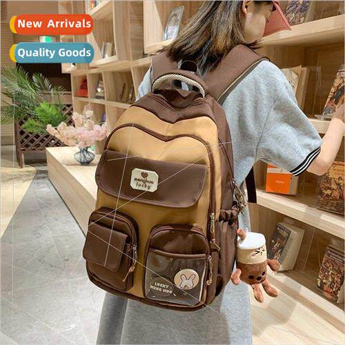 ins versatile schoolbag female new color collision large-cap