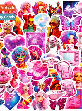 50 pink girl Y2K graffiti stickers new steam wave Y2K  Haraj
